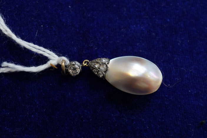 A Victorian blister pearl and diamond pendant, late 19th century